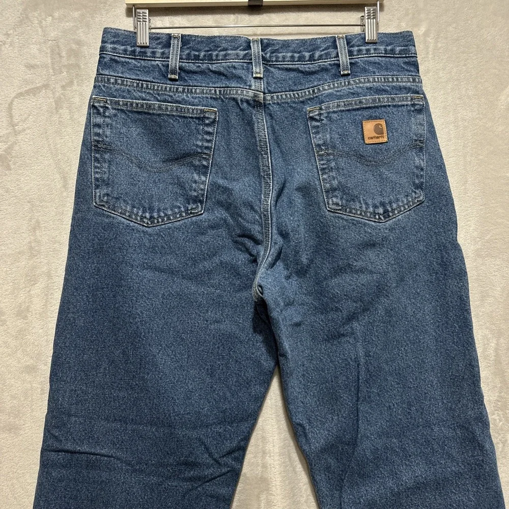 Vintage‎ Carhartt Jeans 34 Flannel Lined Blue Denim Relaxed Straight B172 DST